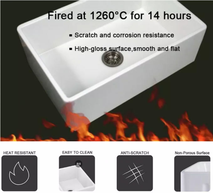 White Ceramic Farmhouse Kitchen Sink 30 Inch 30" Apron Front Sink White