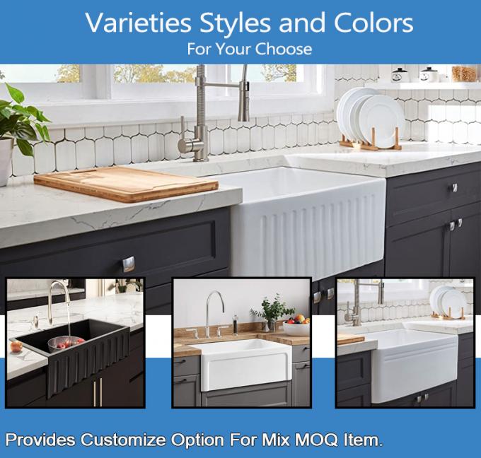 Undermount Apron Front Farmhouse Bathroom Sink 75cm White Rectangular