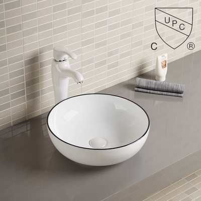 Sanitary Ware Counter Top Bathroom Sink Vessel White Round Wash Basin