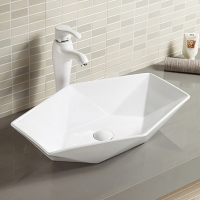 Non Porous Counter Top Bathroom Sink 650mm Irregular Shape Wash Basin