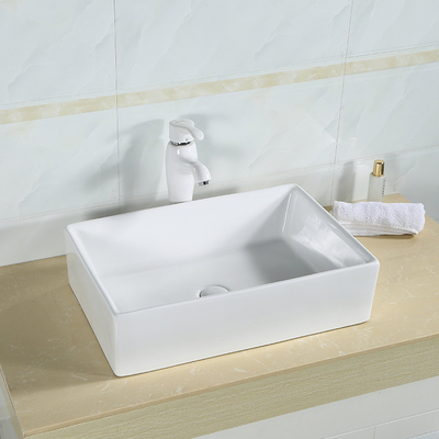 Wash Basin Integrated Easy To Maintain And Clean Rectangular Porcelain Bathroom Sink