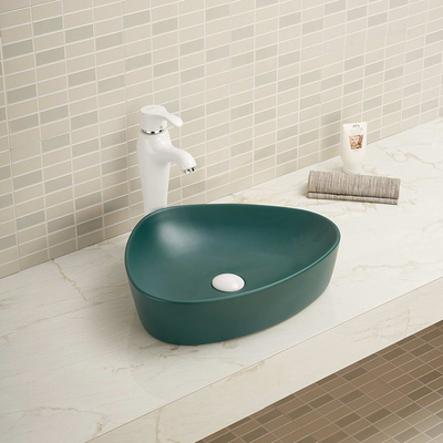 Low Water Absorption Counter Top Bathroom Sink Green Color Irregular Basin