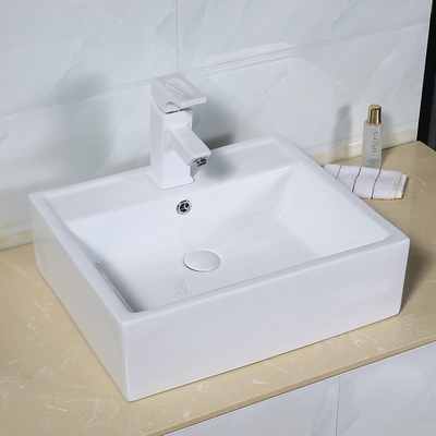 Porcelain Above Countertop Mounted Bathroom Sink 400mm Wide Handcraft