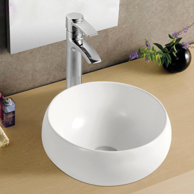 Sleek And Elegant Counter Top Bathroom Sink White Oval Shape Wash Basin