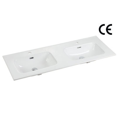White Double Vanity Top Bathroom Sink 1200mm Porcelain For Cabinet