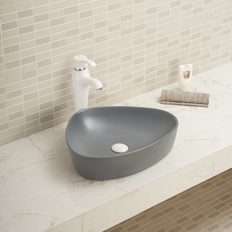 Grey Color Acid Resistance Counter Top Wash Basin Smooth Ceramic