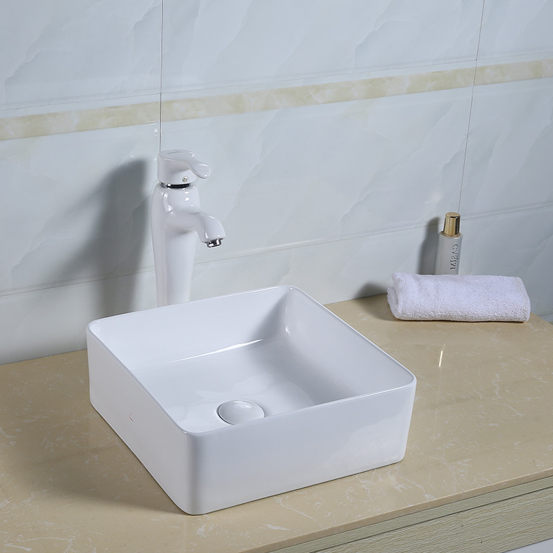 Ultra Thin Counter Top Bathroom Sink Square Shape Porcelain Wash Basin - Bathroom Porcelain Wash Sink
