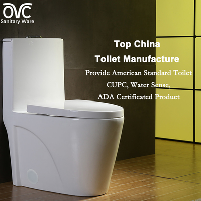 Top Flush Button Compact Elongated Toilet Siphonic Dual Flushing System