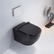 Porcelain One Piece Seamless Wall Mounted Elongated Toilet Black Color