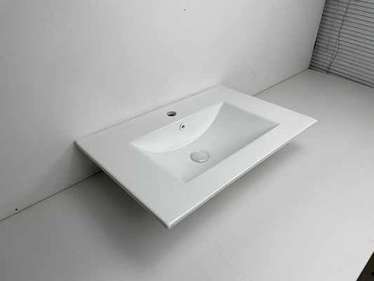 Elegant Engineered Ceramic Vanity Top Bathroom Sink Flat Edge