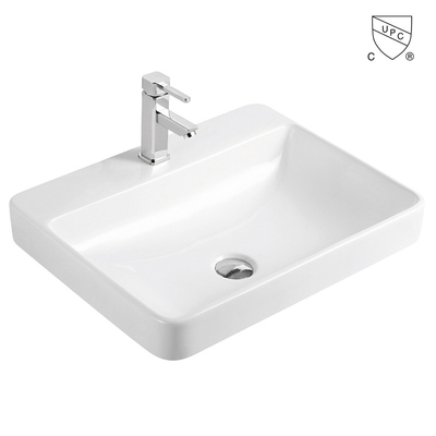 Overflow Counter Top Bathroom Sink 600 X 500 Rectangular Bowl European