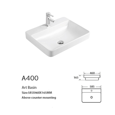 Overflow Counter Top Bathroom Sink 600 X 500 Rectangular Bowl European