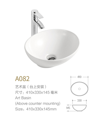 Creative White Ivory Color vessel oval Bathroom porcelain Sink Minimal wash Basin