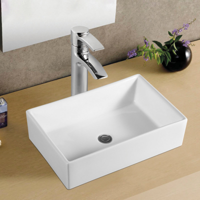 Wash Basin Integrated Easy To Maintain And Clean Rectangular Porcelain Bathroom Sink