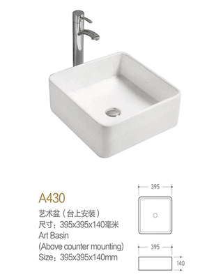 Dirt Resistant Wash Basin Porcelain Square Shape Complete And Clean Bathroom Sink