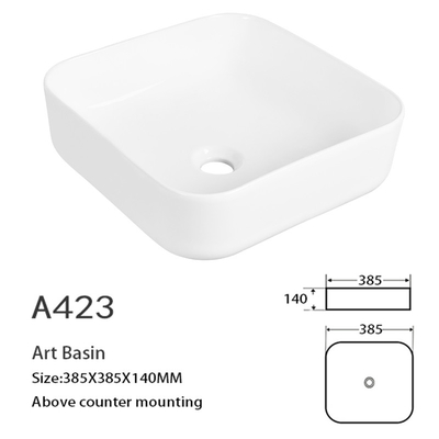 15.16&quot; Square Countertop Bathroom Sink With Tap Hole Scratch Resistant Rugged