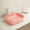 Solid Smooth Counter Top Bathroom Sink Ceramic Easy Maintain Rectangular Wash Basin