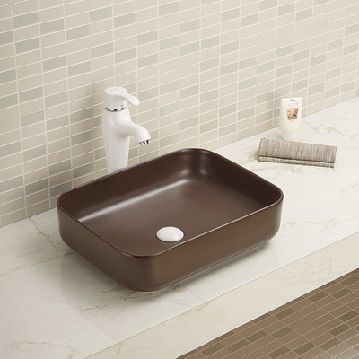 Solid Smooth Counter Top Bathroom Sink Ceramic Easy Maintain Rectangular Wash Basin