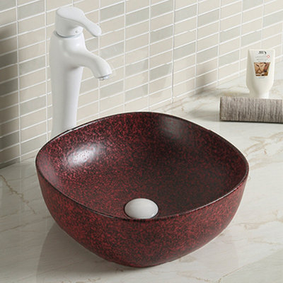 19x19 12x12 Round Drop In Bathroom Sink Basin Rustic Orange Red White Grey