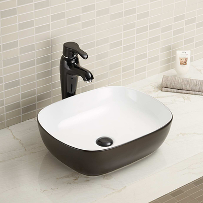 Rectangular Wash Basin Countertop Black Sink Easily Install With Accessories