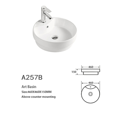 Circular Counter Top Bathroom Sink 45cm High Gloss Finish