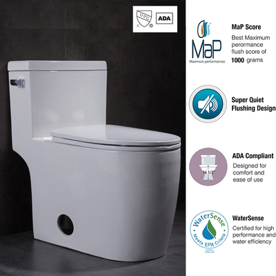 American Standard One Piece Concealed Trapway Toilets Round 0.8GPF
