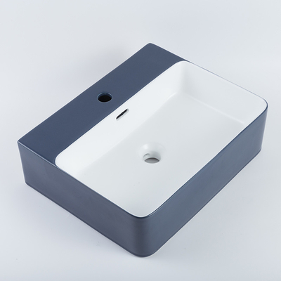 Easy Maintain Rectangular Vessel Sink With Overflow Ceramic Basin Price For Hotel