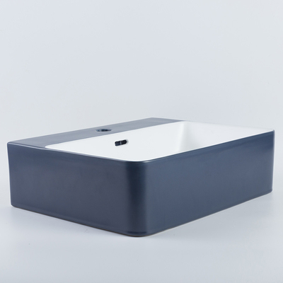 Easy Maintain Rectangular Vessel Sink With Overflow Ceramic Basin Price For Hotel