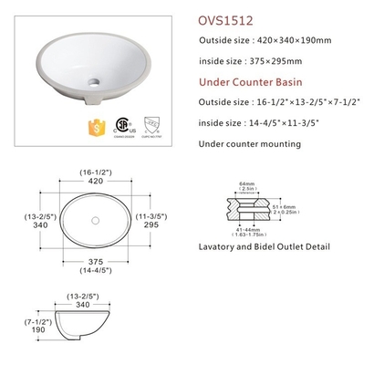 17 X 14 18 X 15 16 X 13 15 X 18 Oval Undermount Bathroom Sink Stains Resist