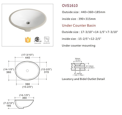 20 Inch American Standard Ovalyn Undermount Bathroom Sink In White