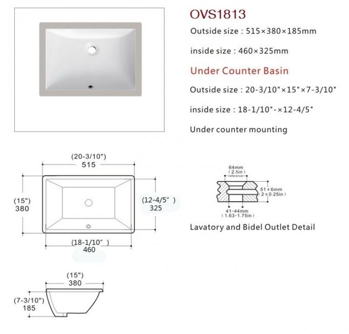 Ada Compliant Undermount Bathroom Sink Rectangle Soft Curve Inside Ceramic